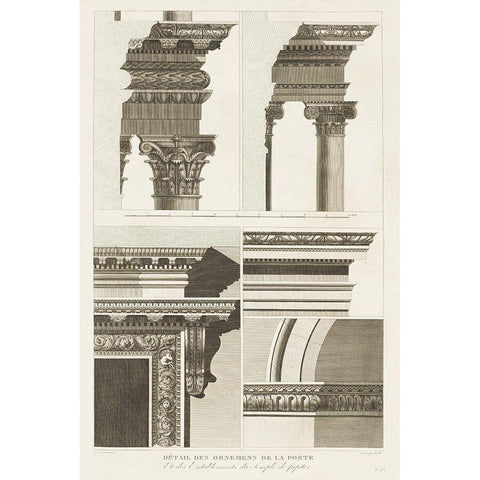 Antique Architectural Details I White Modern Wood Framed Art Print by Unknown