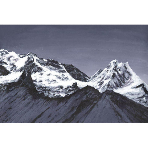Moonlit Mountain Range I Black Modern Wood Framed Art Print with Double Matting by Willett, Michael