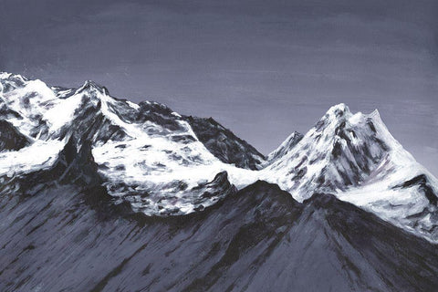 Moonlit Mountain Range I Black Ornate Wood Framed Art Print with Double Matting by Willett, Michael