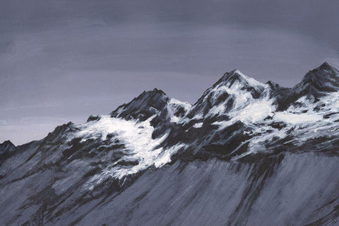 Moonlit Mountain Range II White Modern Wood Framed Art Print with Double Matting by Willett, Michael