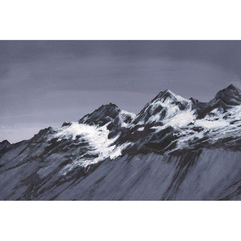 Moonlit Mountain Range II Black Modern Wood Framed Art Print with Double Matting by Willett, Michael