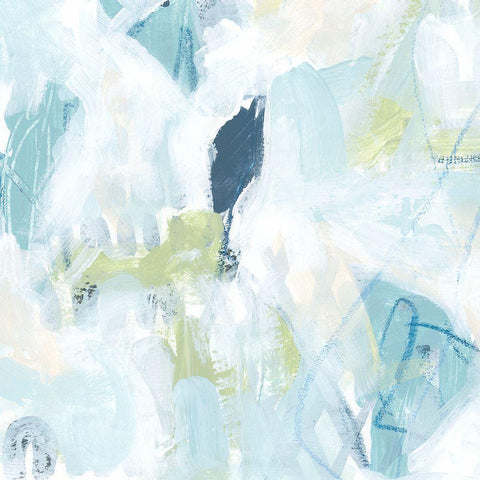 Blue Network V White Modern Wood Framed Art Print by Vess, June Erica