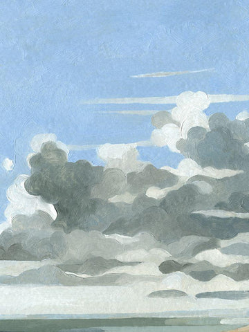 Oceanic Clouds I White Modern Wood Framed Art Print with Double Matting by Caroline, Emma