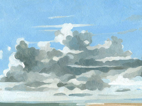 Oceanic Clouds III White Modern Wood Framed Art Print with Double Matting by Caroline, Emma