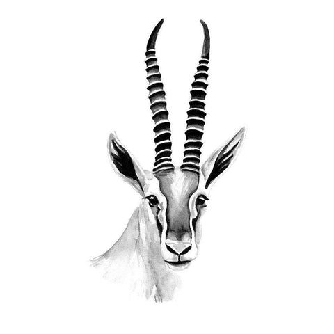 Gazelle Sketch II White Modern Wood Framed Art Print by Warren, Annie