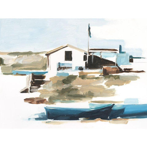 Beach Outpost I White Modern Wood Framed Art Print by Harper, Ethan