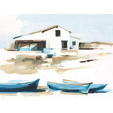 Beach Outpost II Black Modern Wood Framed Art Print with Double Matting by Harper, Ethan