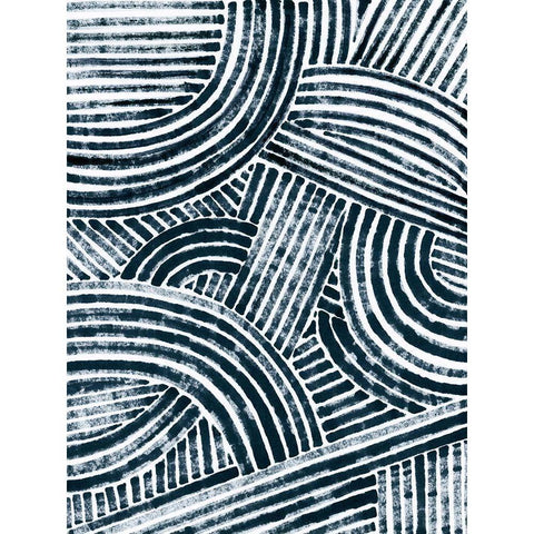 Pattern Maze in Ink I White Modern Wood Framed Art Print by Vess, June Erica