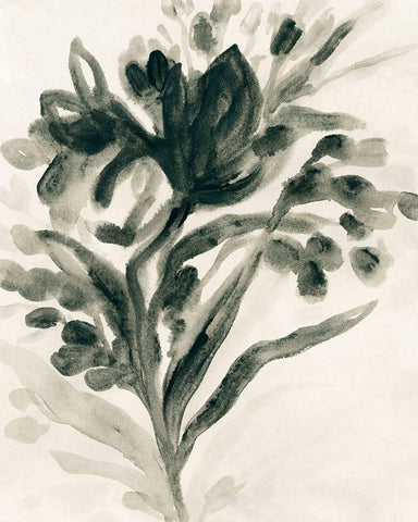 Ebony Bouquet I Black Ornate Wood Framed Art Print with Double Matting by Vess, June Erica