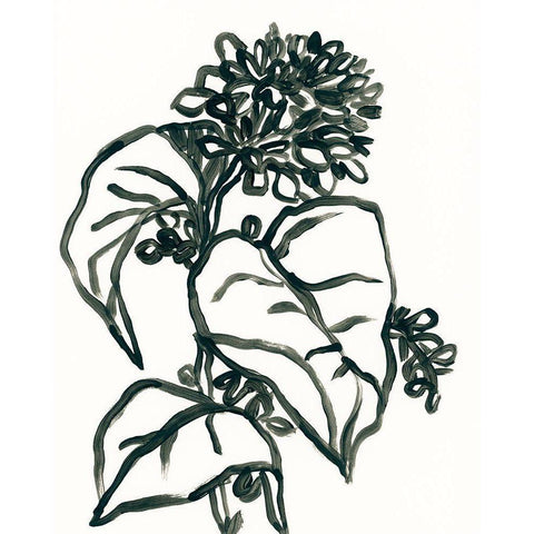 Linear Floral I White Modern Wood Framed Art Print by Vess, June Erica