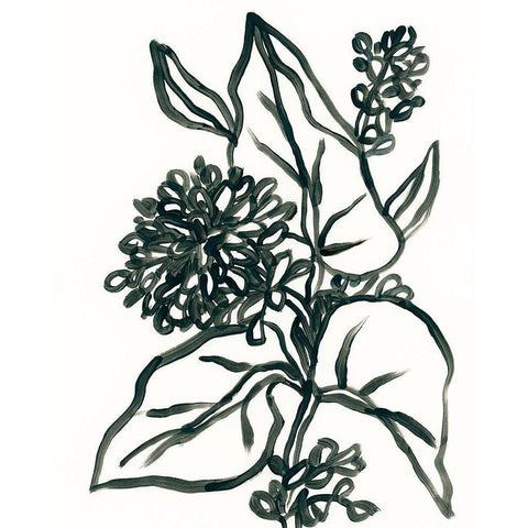 Linear Floral II White Modern Wood Framed Art Print by Vess, June Erica