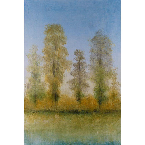 Gilded Trees II Black Modern Wood Framed Art Print with Double Matting by OToole, Tim