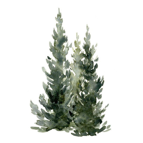 Simple Evergreens I Gold Ornate Wood Framed Art Print with Double Matting by Caroline, Emma