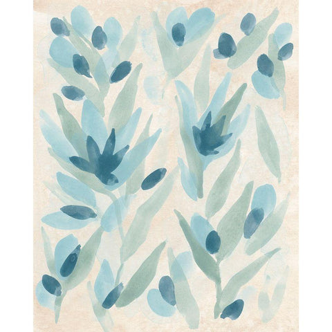 Brush Blossom Field I Black Modern Wood Framed Art Print with Double Matting by Vess, June Erica