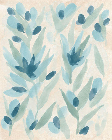 Brush Blossom Field I White Modern Wood Framed Art Print with Double Matting by Vess, June Erica