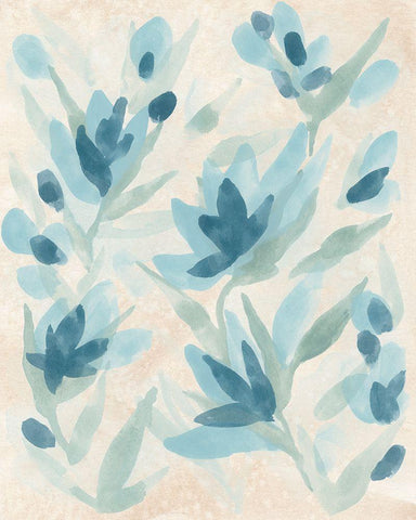 Brush Blossom Field II White Modern Wood Framed Art Print with Double Matting by Vess, June Erica