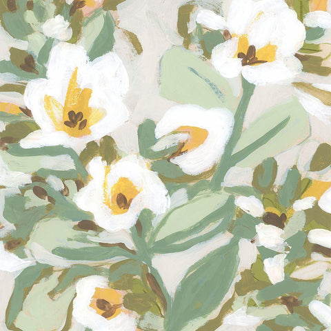 Sunshine Blooms I White Modern Wood Framed Art Print with Double Matting by Vess, June Erica