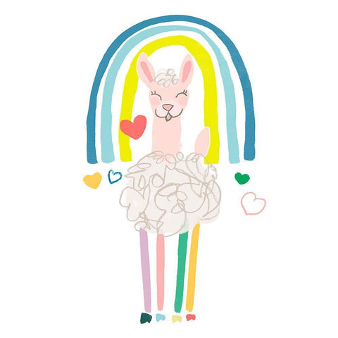 Rainbow Llama IV White Modern Wood Framed Art Print with Double Matting by Vess, June Erica