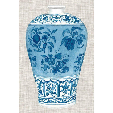 Ming Vase on Linen II White Modern Wood Framed Art Print by McCavitt, Naomi