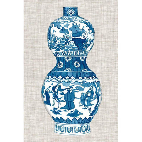 Ming Vase on Linen IV Gold Ornate Wood Framed Art Print with Double Matting by McCavitt, Naomi