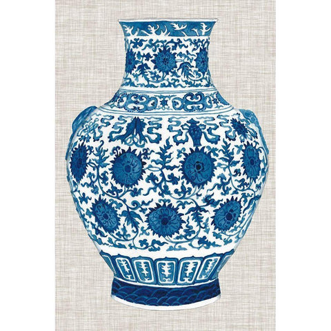 Ming Vase on Linen V White Modern Wood Framed Art Print by McCavitt, Naomi