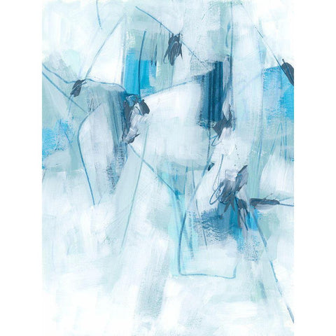 Blue Fracture I White Modern Wood Framed Art Print by Vess, June Erica