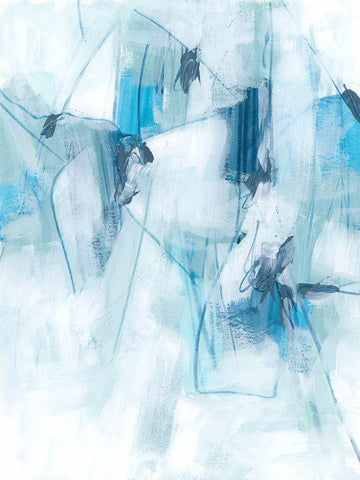 Blue Fracture I White Modern Wood Framed Art Print with Double Matting by Vess, June Erica