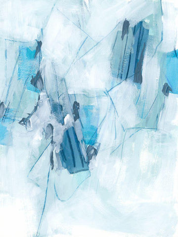 Blue Fracture II White Modern Wood Framed Art Print with Double Matting by Vess, June Erica