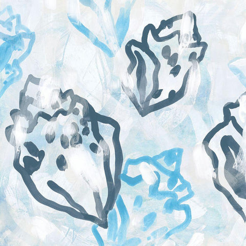 Shell Swirl I Black Modern Wood Framed Art Print with Double Matting by Vess, June Erica