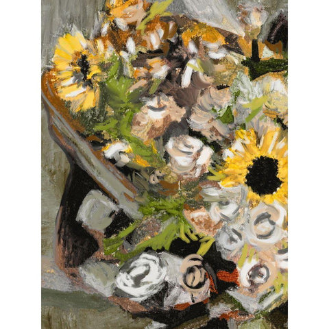 Sunflower Bouquet I Black Modern Wood Framed Art Print with Double Matting by Wang, Melissa