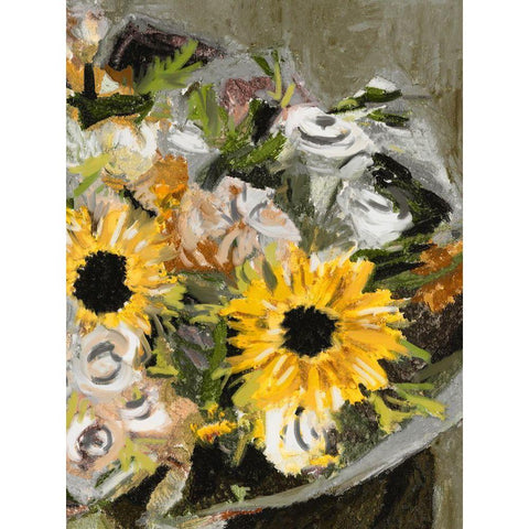 Sunflower Bouquet II White Modern Wood Framed Art Print by Wang, Melissa