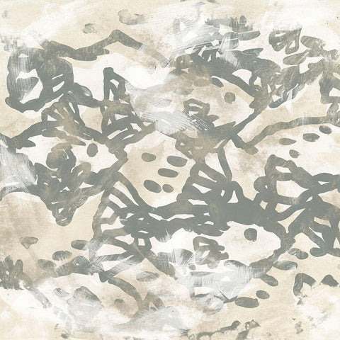 Vintage Sea Batik I White Modern Wood Framed Art Print with Double Matting by Vess, June Erica