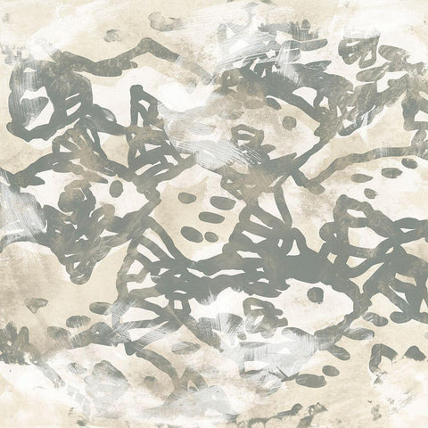 Vintage Sea Batik I Black Modern Wood Framed Art Print with Double Matting by Vess, June Erica