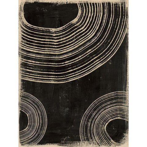 Rings on Charcoal I Black Modern Wood Framed Art Print with Double Matting by Barnes, Victoria