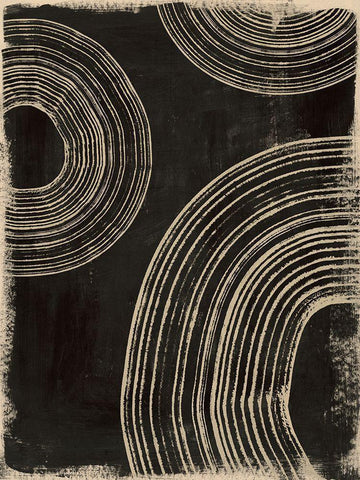 Rings on Charcoal II White Modern Wood Framed Art Print with Double Matting by Barnes, Victoria