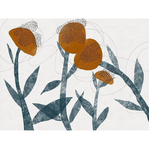 Spring Blooms Sway I Gold Ornate Wood Framed Art Print with Double Matting by Holman, Nicholas