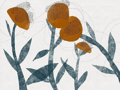 Spring Blooms Sway I White Modern Wood Framed Art Print with Double Matting by Holman, Nicholas