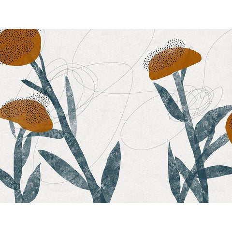 Spring Blooms Sway II Black Modern Wood Framed Art Print with Double Matting by Holman, Nicholas