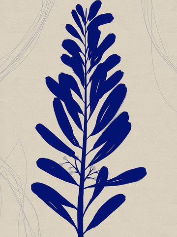 Blue Print Botanical I Black Ornate Wood Framed Art Print with Double Matting by Holman, Nicholas