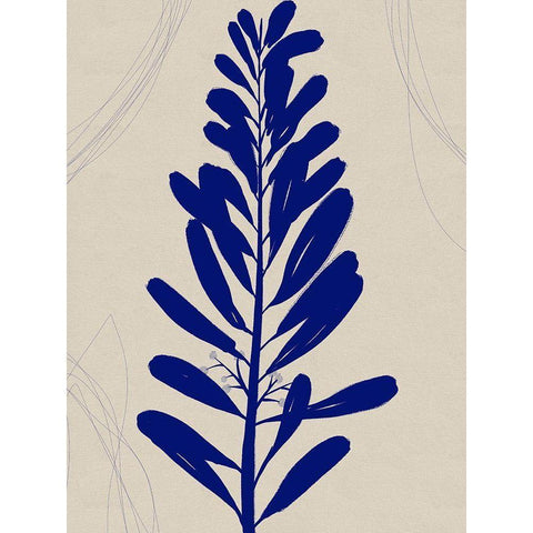 Blue Print Botanical I Black Modern Wood Framed Art Print by Holman, Nicholas