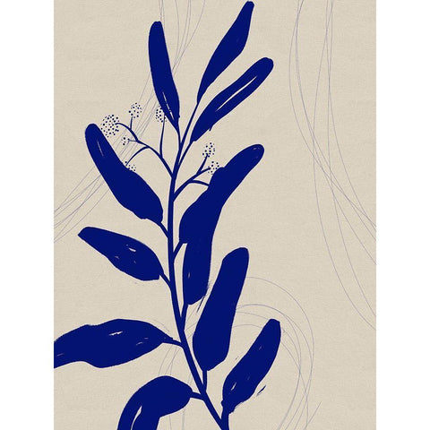 Blue Print Botanical II Black Modern Wood Framed Art Print by Holman, Nicholas