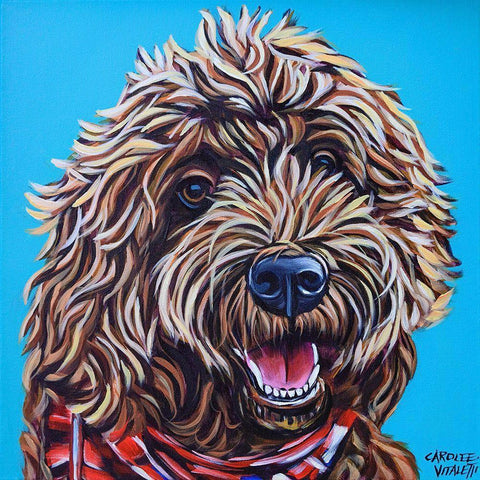 Doodle on Blue Black Modern Wood Framed Art Print with Double Matting by Vitaletti, Carolee