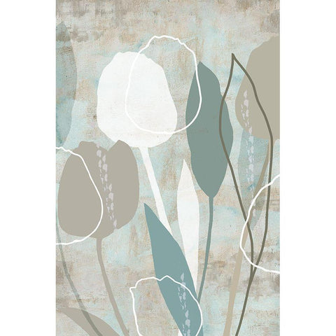Sea Mist Floral I Black Modern Wood Framed Art Print by Kouta, Flora