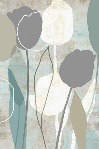 Sea Mist Floral II Black Ornate Wood Framed Art Print with Double Matting by Kouta, Flora