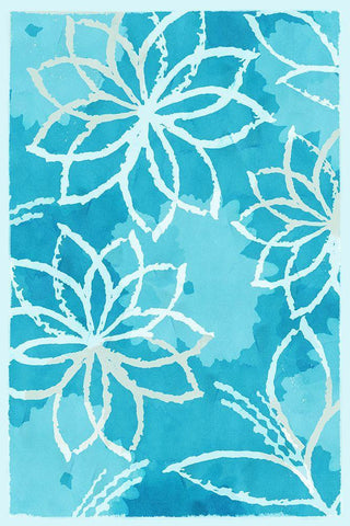 Blue Botanical I Black Ornate Wood Framed Art Print with Double Matting by Kouta, Flora