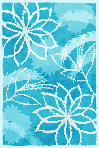 Blue Botanical II Black Ornate Wood Framed Art Print with Double Matting by Kouta, Flora