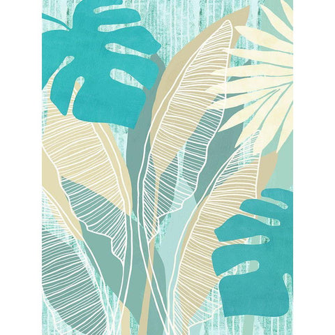 Aqua Tropical I Black Modern Wood Framed Art Print with Double Matting by Kouta, Flora