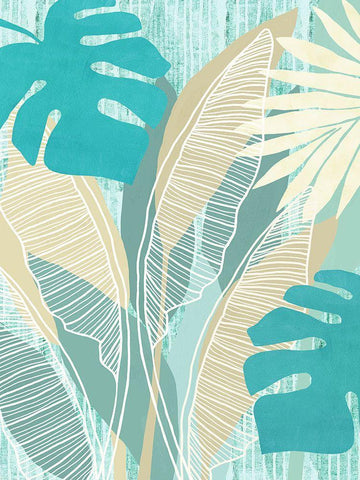 Aqua Tropical I White Modern Wood Framed Art Print with Double Matting by Kouta, Flora