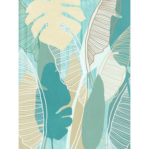 Aqua Tropical II Black Modern Wood Framed Art Print with Double Matting by Kouta, Flora