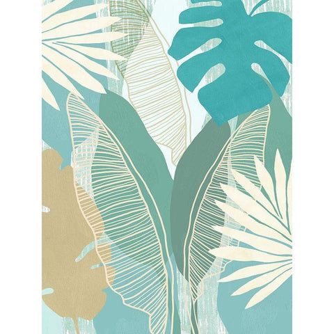 Aqua Tropical III Black Modern Wood Framed Art Print with Double Matting by Kouta, Flora